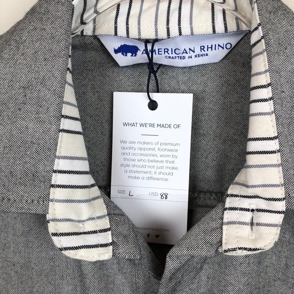 American Rhino Grey Button Up Shirt Cotton New NWT - Picture 2 of 5